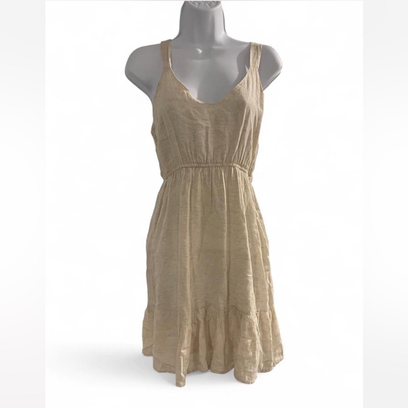 Sim & Sam | Dresses | Sim Sam Tan And Cream Color Natural Linen Dress ...